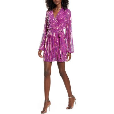 4Si3Nna Weila Sequin Wrap Minidress, Purple