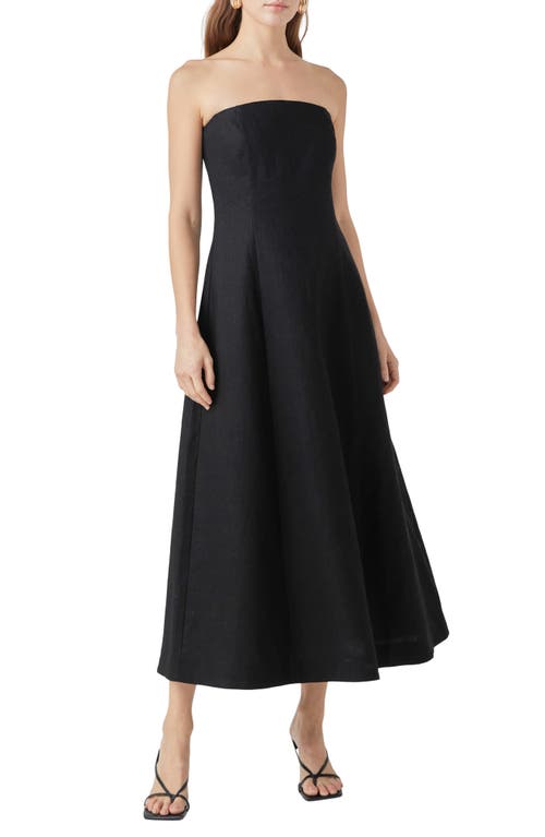 Endless Rose Strapless Linen Dress Black at Nordstrom,