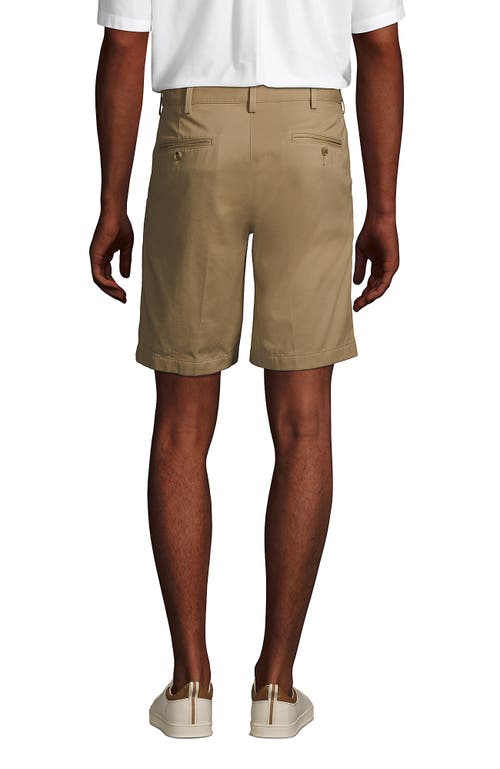 Shop Lands' End Comfort Waist Pleated 9" No Iron Chino Shorts In Khaki