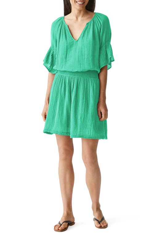 Michael Stars Katelyn Smocked Waist Peasant Dress in Fern