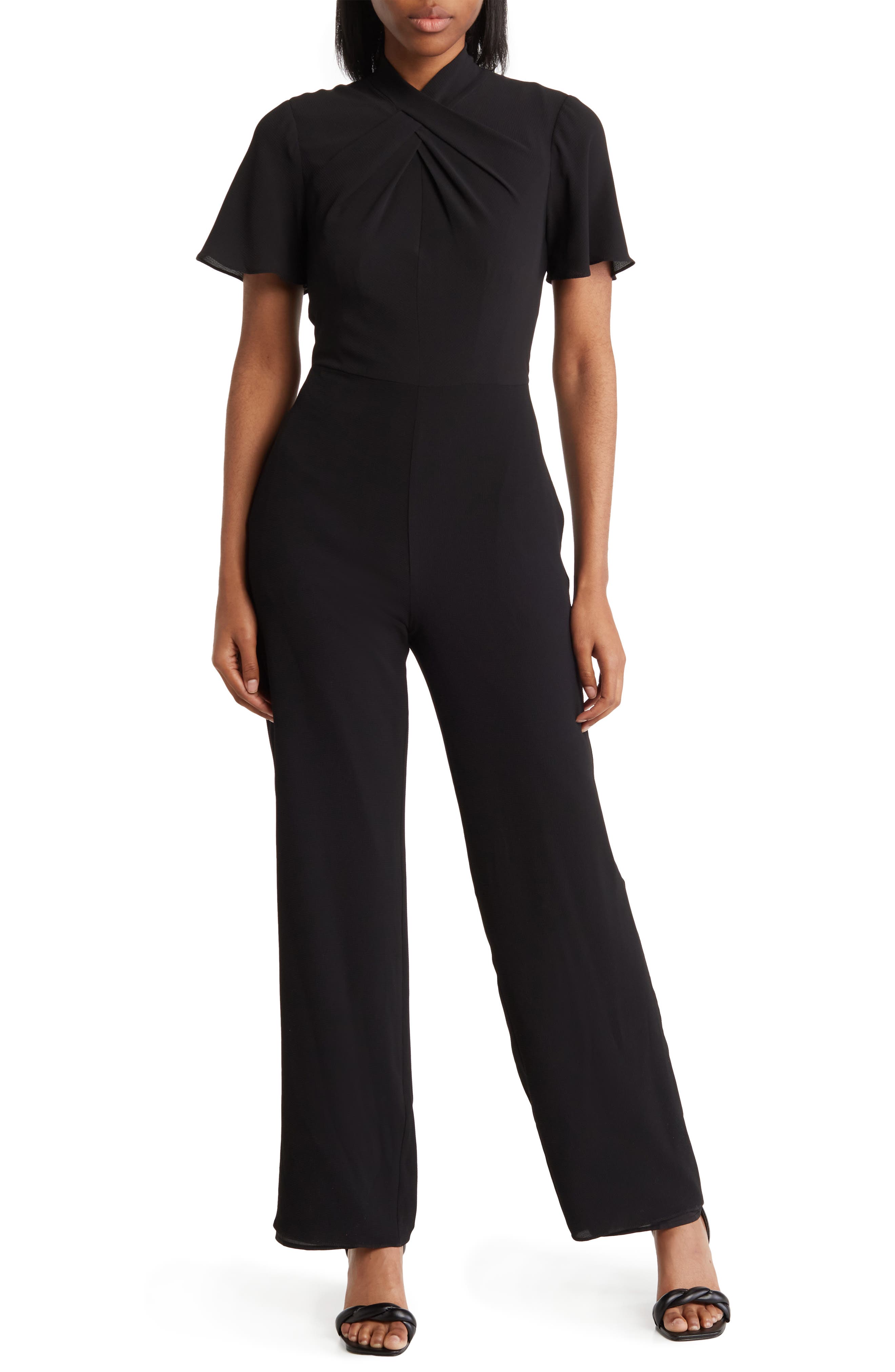 black short sleeve jumpsuit