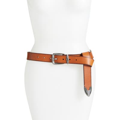 Frye Flat Panel Leather Belt, Tan