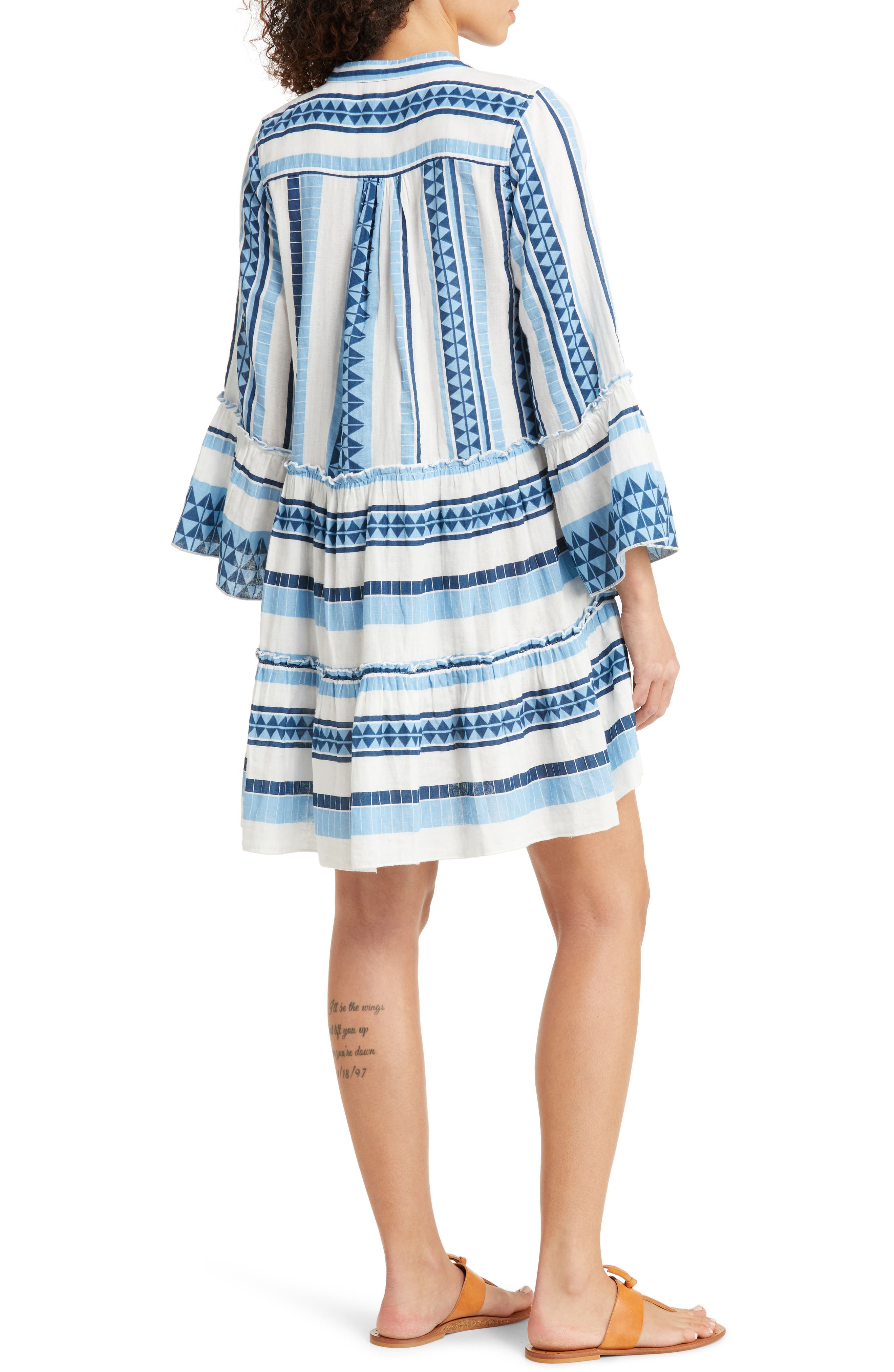 Elan Geometric Print Tiered Cotton CoverUp Dress Nordstrom