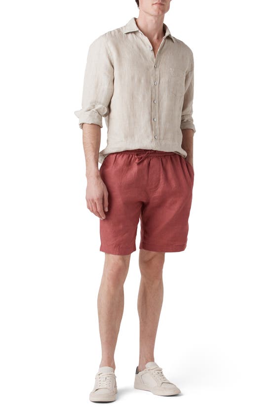 Shop Rodd & Gunn Linen Shorts In Berry