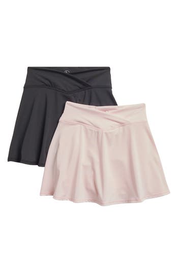 90 Degree By Reflex Kids' Crossover Two-pack Skort Set In Festival Bloom/black