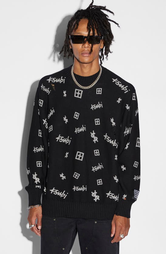 Shop Ksubi Krash Box Allover Graphic Sweater In Black