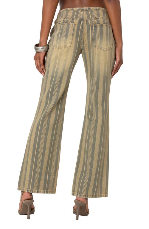 Edikted Eternity Pinstripe Low Rise Flare Jeans In Mix
