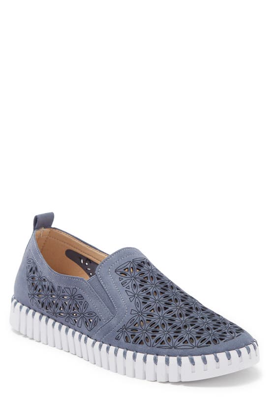 Ilse Jacobsen Tulip Laser Cut Slip-on Sneaker In Grey Blue