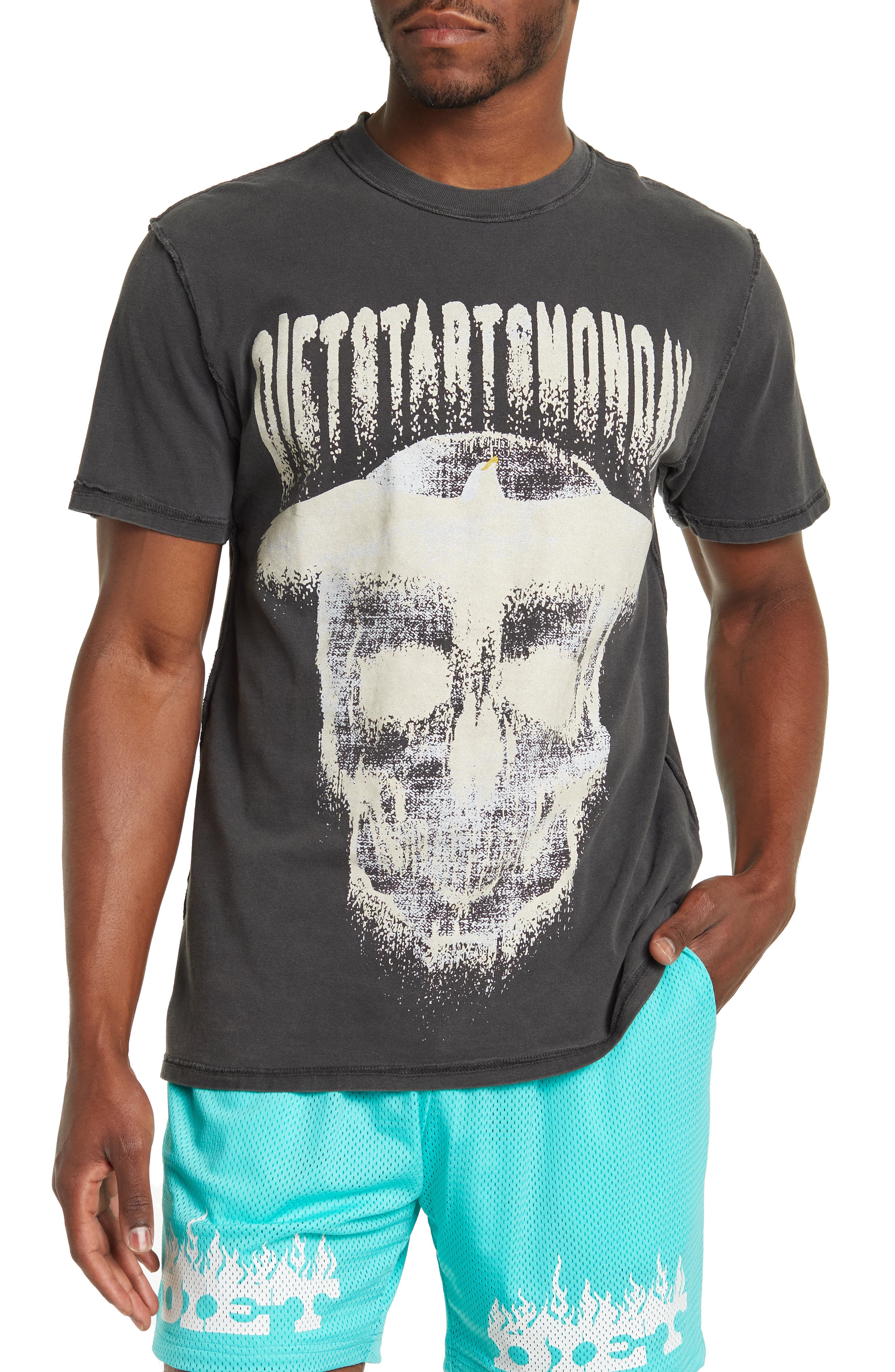 Diet Starts Monday Skull Graphic Tee In Antique Black At Nordstrom, Size X-large