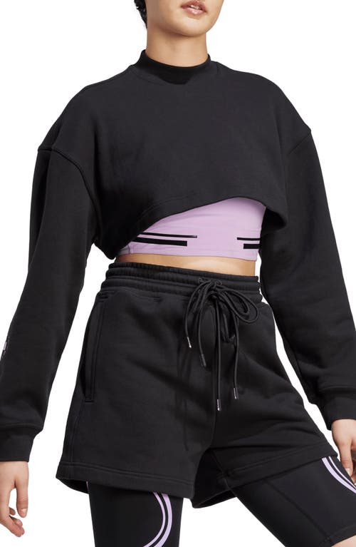 adidas by Stella McCartney TrueCasuals Cropped Sweatshirt in Black at Nordstrom, Size Small