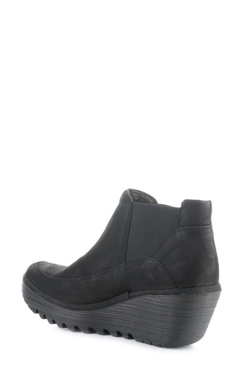 Shop Fly London Yofi Wedge Chelsea Boot In Black Cupido