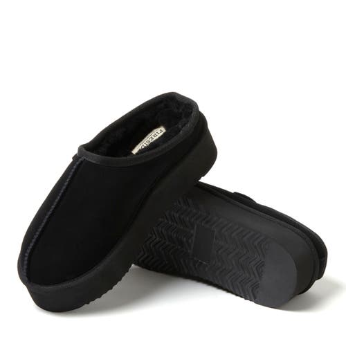 Shop Dearfoams Fireside Queenstown Genuine Shearling Platform Clog Slipper In Black