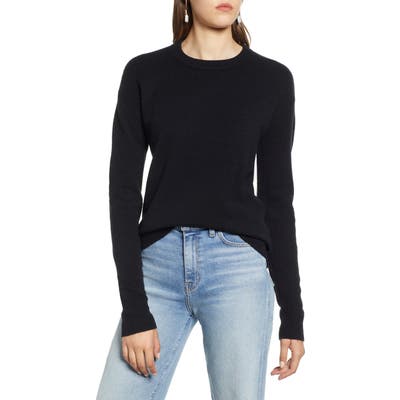 Halogen Crewneck Wool Blend Sweater, Black