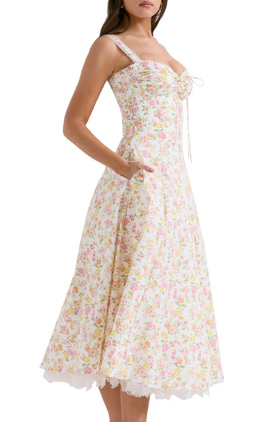 Shop House Of Cb Rosalee Floral Stretch Cotton Petticoat Dress In Floral Print