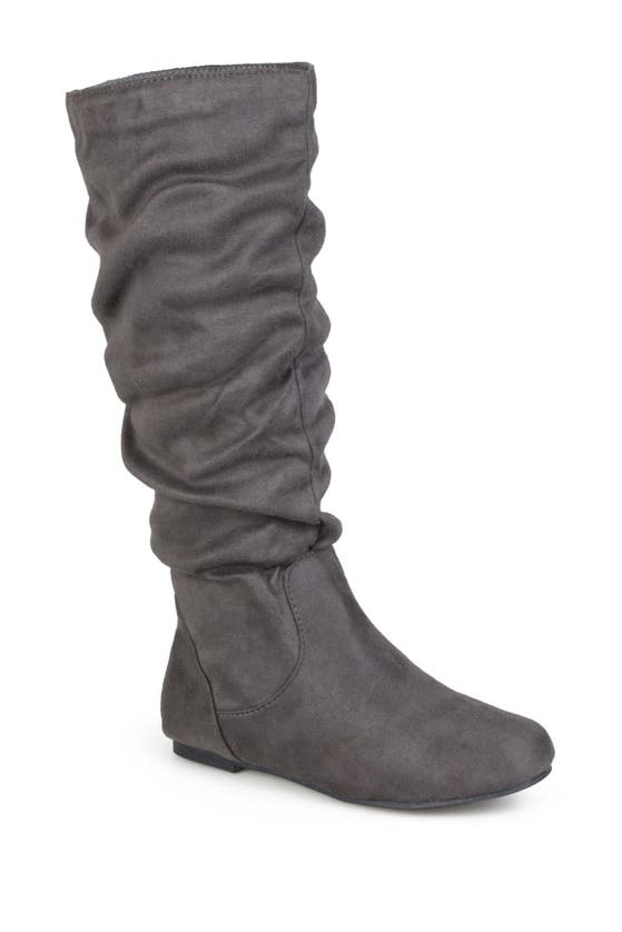 Journee Rebecca Slouchy Riding Boot In Grey/ Grey