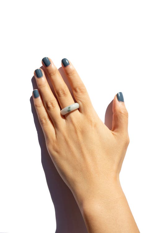 Seree Koi Mottled Green Jade Ring In Green