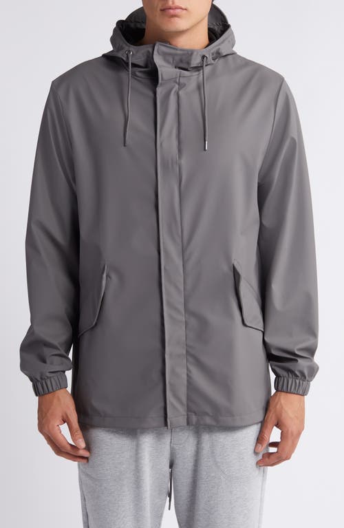 Shop Rains Fishtail Hooded Waterproof Rain Jacket In Grey