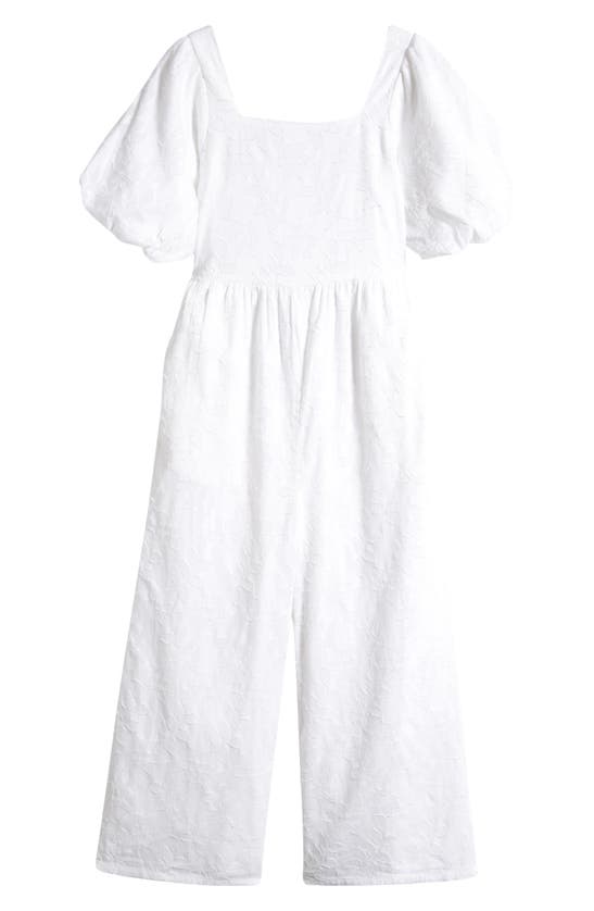Shop Nordstrom Kids' Puff Sleeve Wide Leg Jumpsuit In White