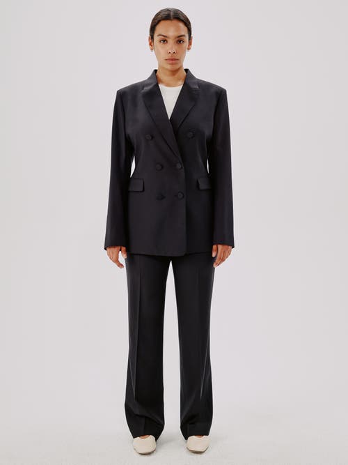 Another Tomorrow Double Breasted Jacket In Black