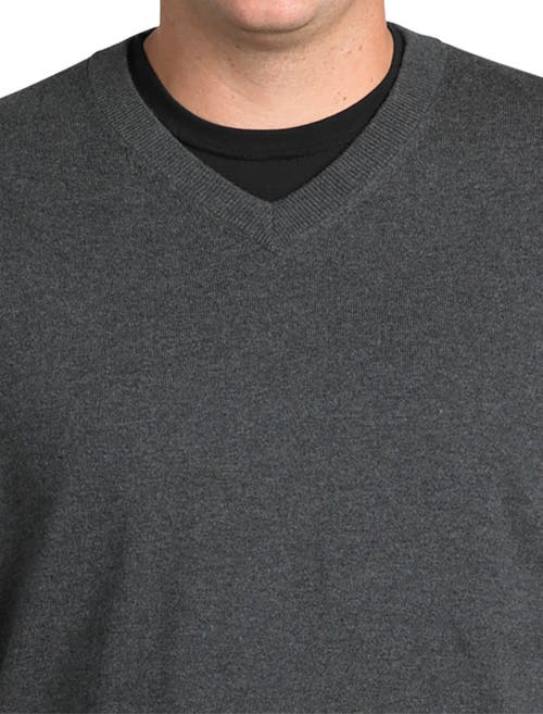 Oak Hill Premium By Dxl Cashmere Blend V-neck Sweater In Flannel Grey