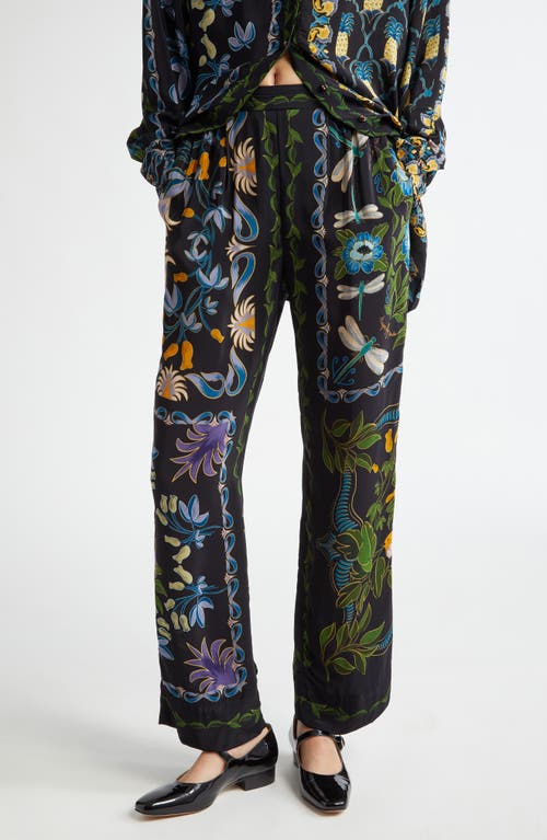 Shop Farm Rio Winter Garden Floral Pants In Winter Garden Black