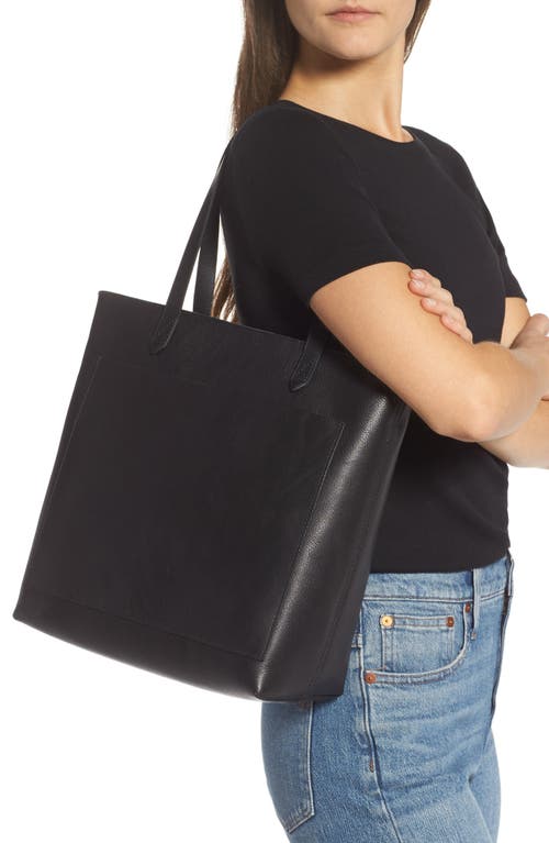 Madewell The Zip-top Medium Transport Leather Tote In True Black