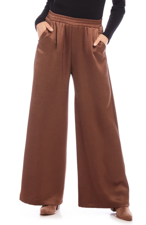 Shop Karen Kane High Waist Pull-on Wide Leg Pants In Cognac