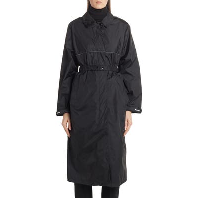 Moncler Charente Long Logo Raincoat, (fits like 2-4 US) - Black