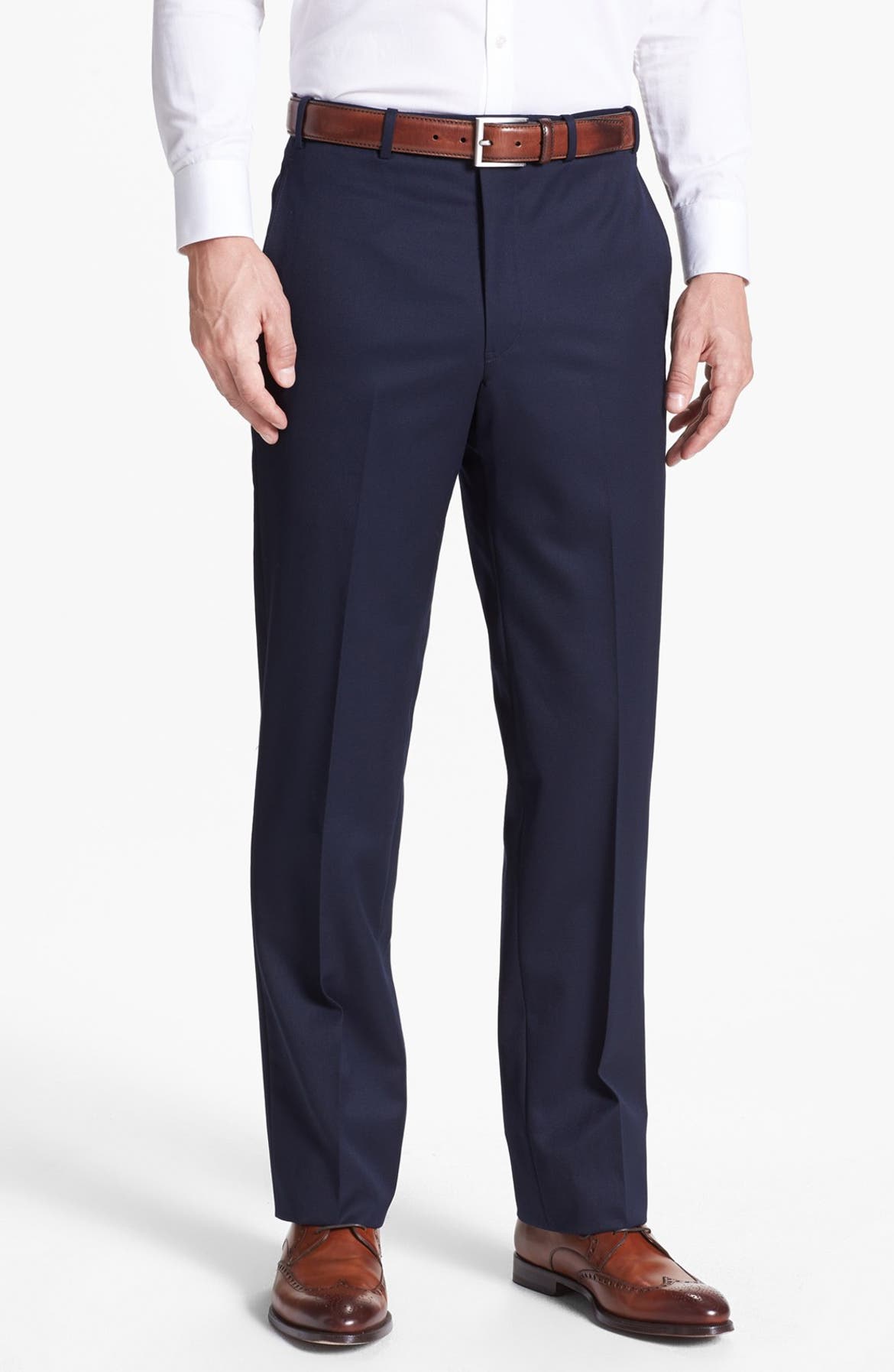 JB Britches Flat Front Worsted Wool Trousers | Nordstrom