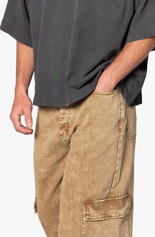 Mnml Void Baggy Denim Cargo Pants In Brown