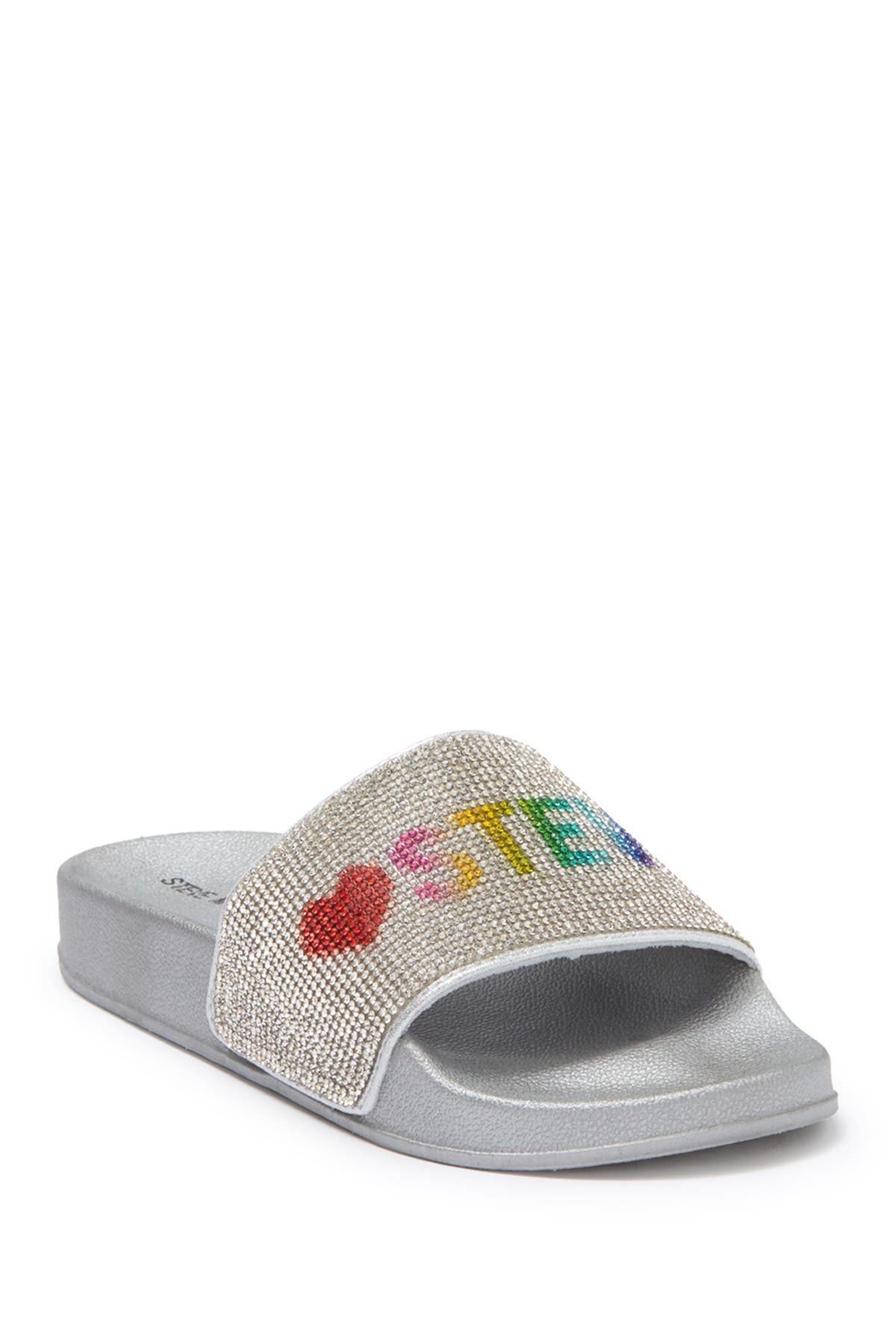 Steve Madden Kids' Best Embellished Slide Sandal In Silver