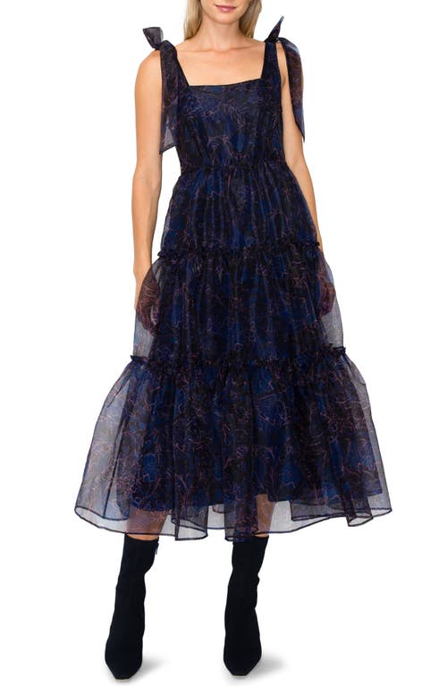 Floral Tiered Oranza Midi Dress in Navy Floral