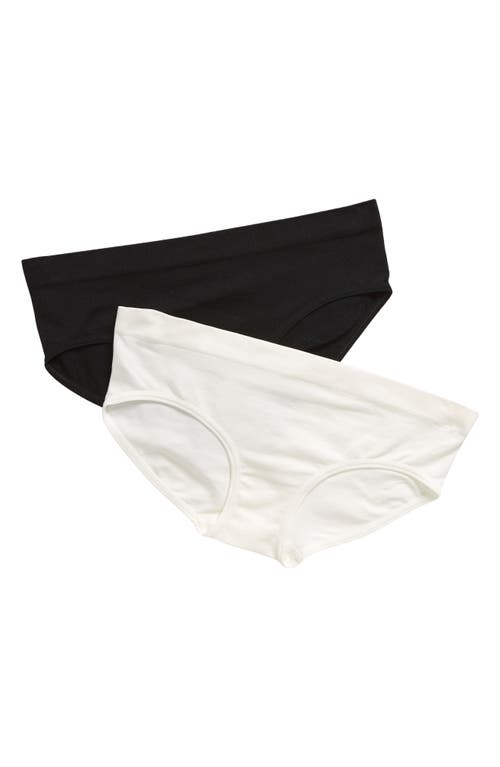 Nordstrom Kids' Assorted 2-pack Seamless Hipster Briefs In Black- White Pack