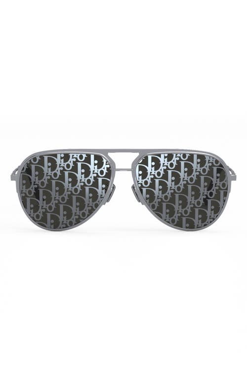 Shop Dior Logo Lens 60mm Mirrored Aviator Sunglasses In Shiny Palladium/smoke Mirror