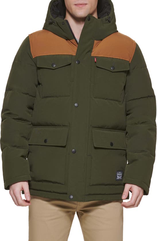 Levi's® Arctic Cloth Heavyweight Parka In Olive Worker Brown Yoke