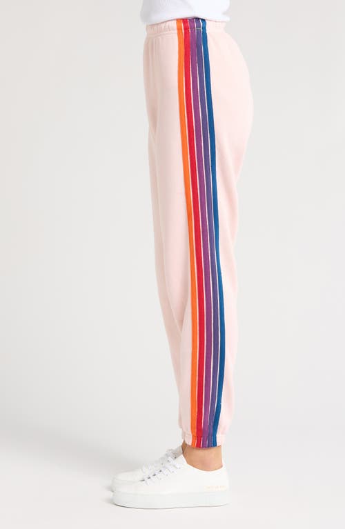 Aviator Nation Stripe Sweatpants In Light Pink/purple Orange