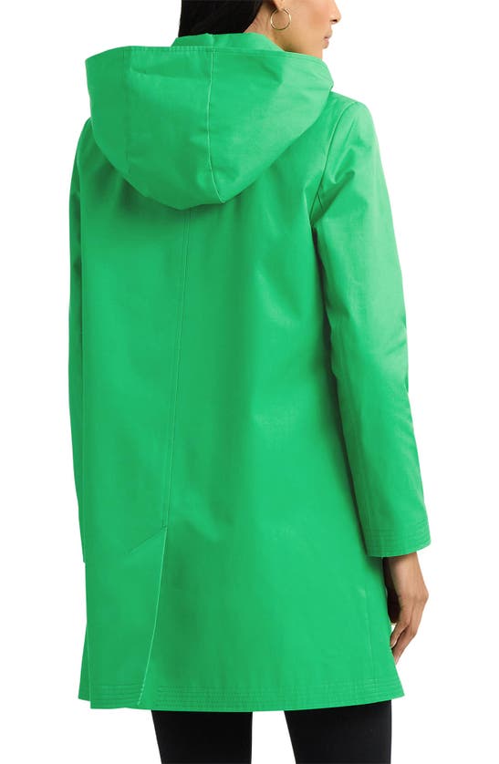 Shop Lauren Ralph Lauren Cotton Blend Coat With Removable Hood In Green Topaz