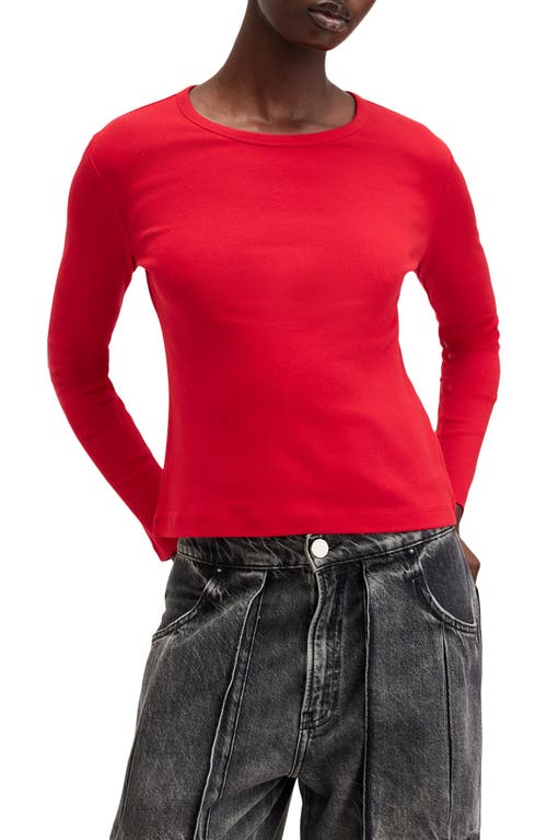 Shop Allsaints Stevie Long Sleeve Organic Cotton T-shirt In Savvy Red