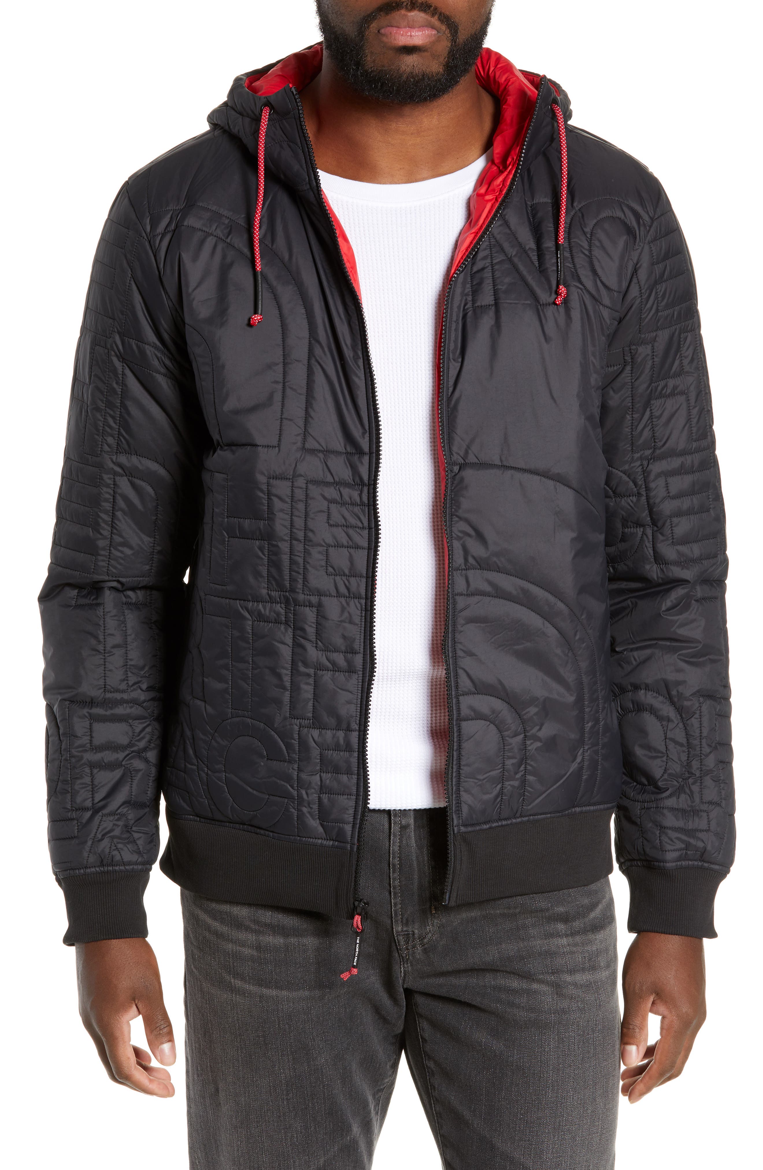 the north face men's alphabet city quilted logo hooded jacket