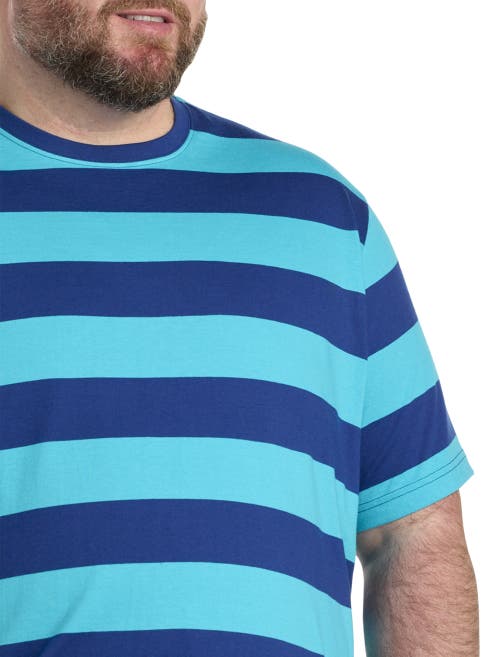 Harbor Bay By Dxl Performance Striped T-shirt In Blue Multi