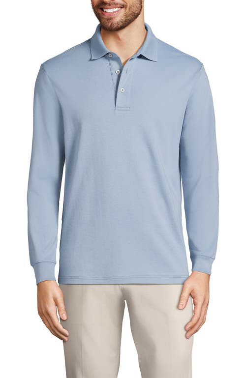 Shop Lands' End Long Sleeve Cotton Supima Polo Shirt In Pale Slate Blue