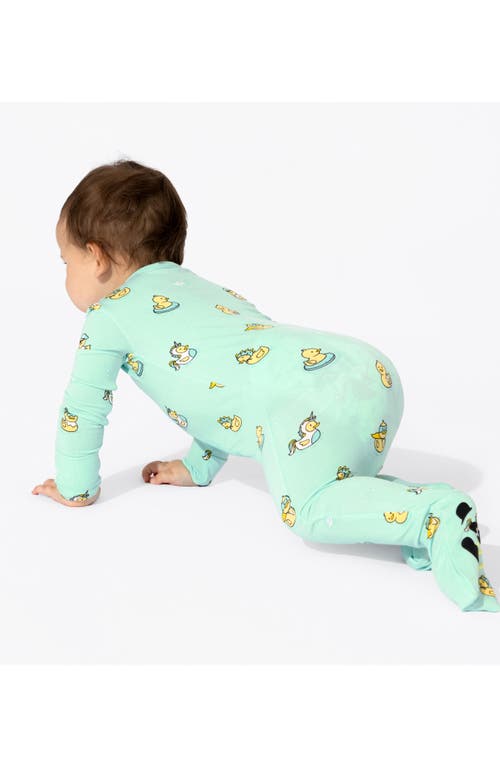Bellabu Bear Rubber Ducky Convertible Footie Pajamas In Green