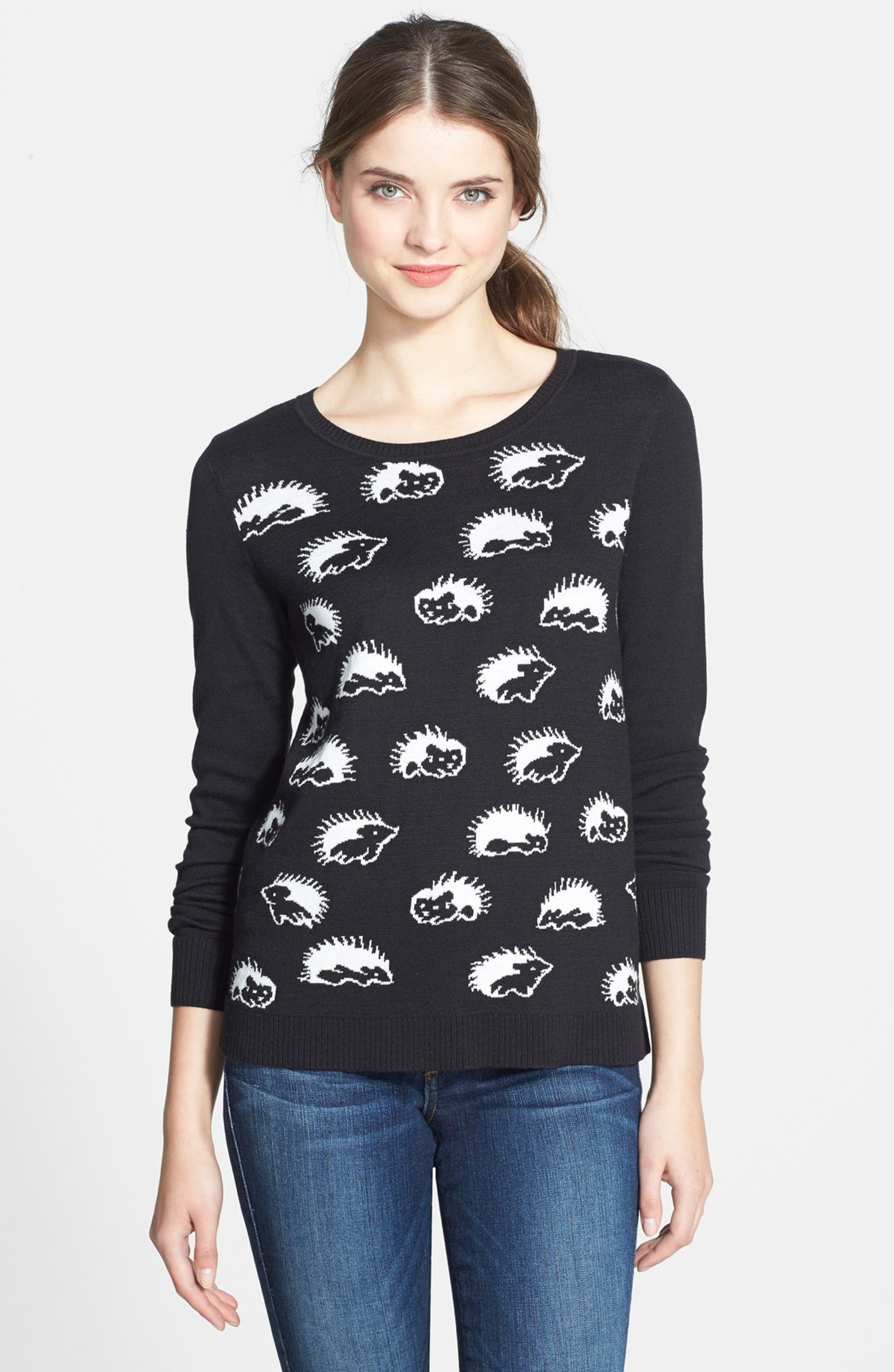 eric + lani Hedgehog Print Cotton Blend Sweater | Nordstrom