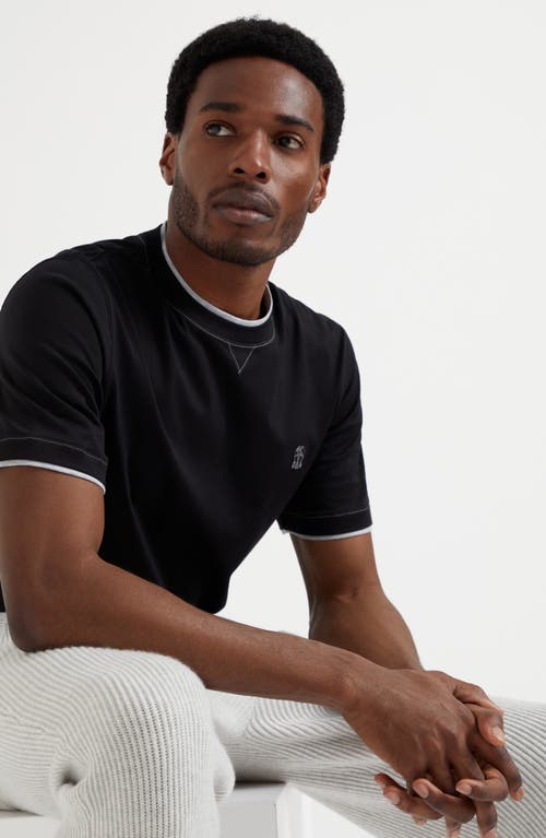 Shop Brunello Cucinelli T-shirt With Faux-layering In Black