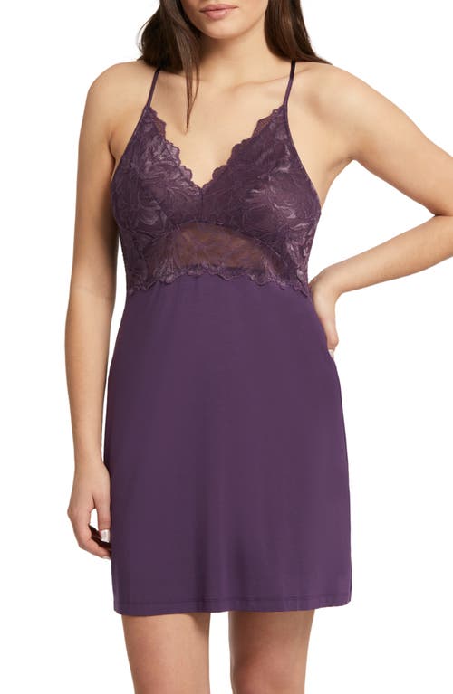 Winter Bliss Lace Trim Chemise in Pinot