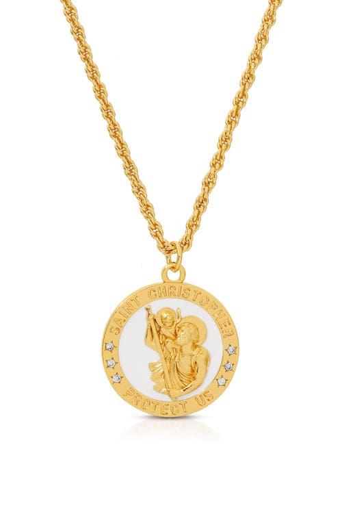 Saint Christopher Pendant Necklace in White/Gold