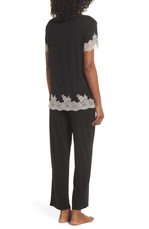 Shop Natori Luxe Shangri-la Pajamas In Black/cocoon