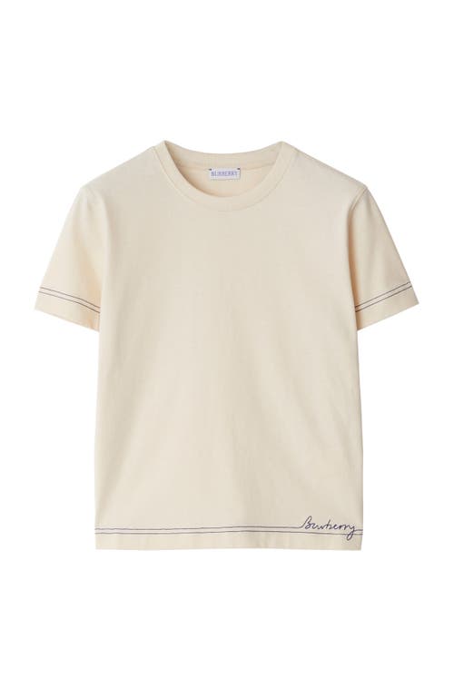 Burberry Logo Embroidered Cotton T-shirt In Soap