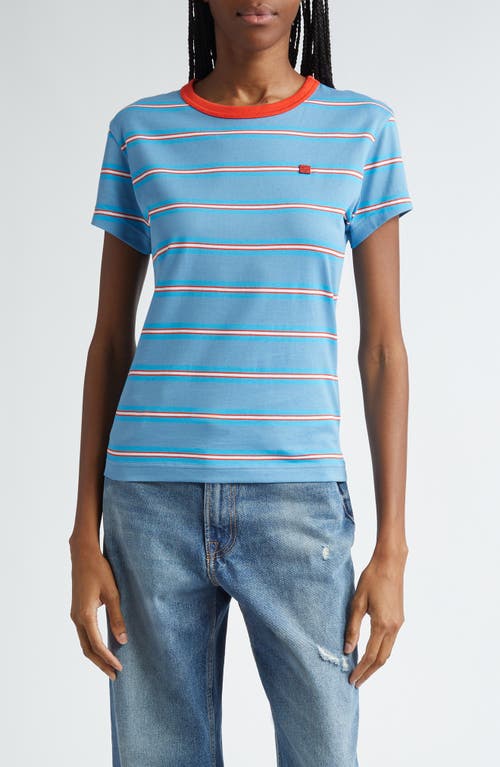 Acne Studios Emmbar Stripe Fitted T-Shirt Sea Blue at Nordstrom,