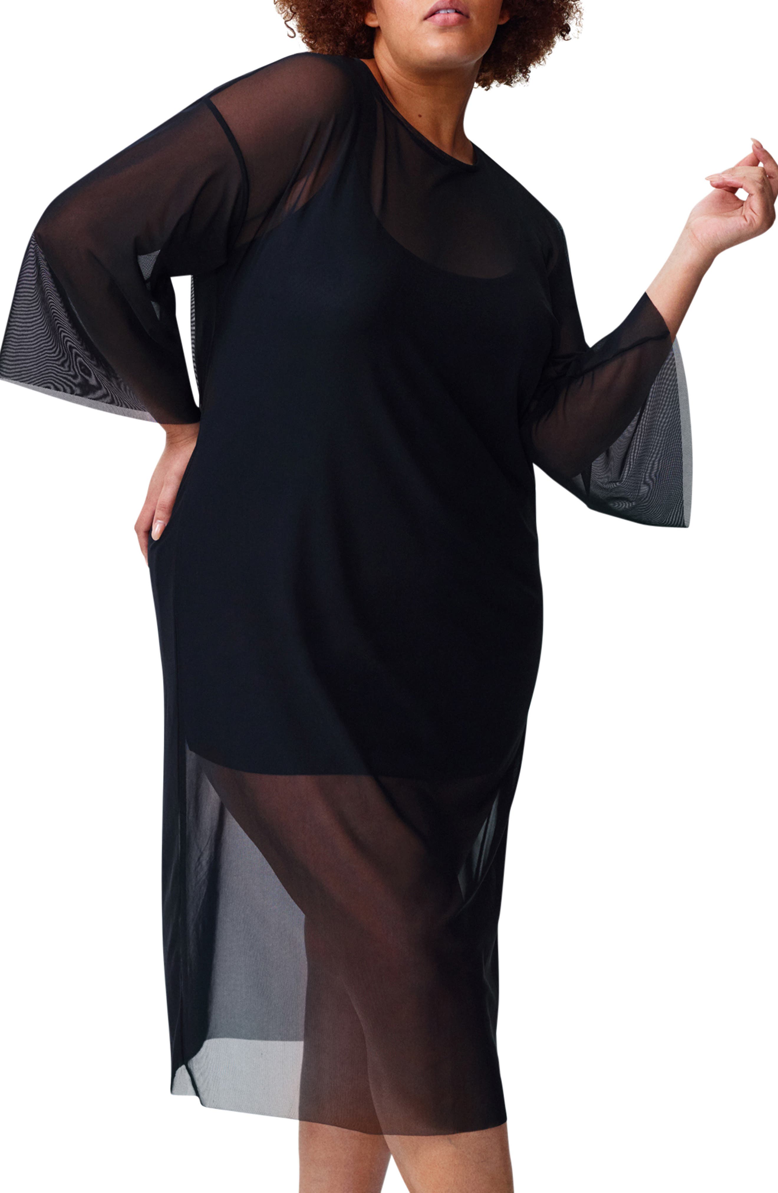 UNIVERSAL STANDARD,
                                                Thames Belle Fog Mesh Dress,
                                                Main thumbnail 1, color,
                                                001